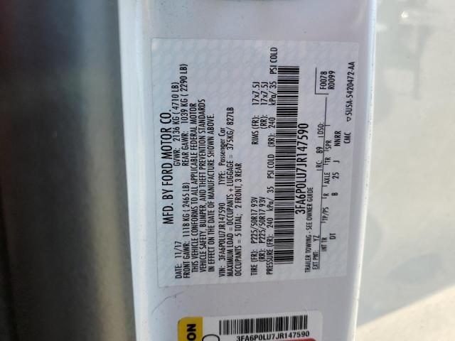 2018 FORD FUSION SE HYBRID 3FA6P0LU7JR147590
