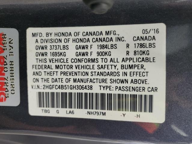 2016 HONDA CIVIC LX 2HGFC4B51GH306438