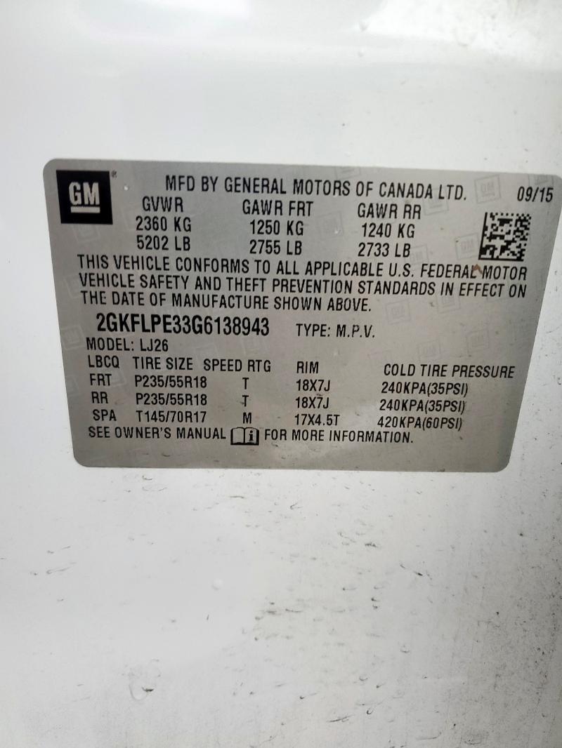 2016 GMC TERRAIN SL - 2GKFLPE33G6138943