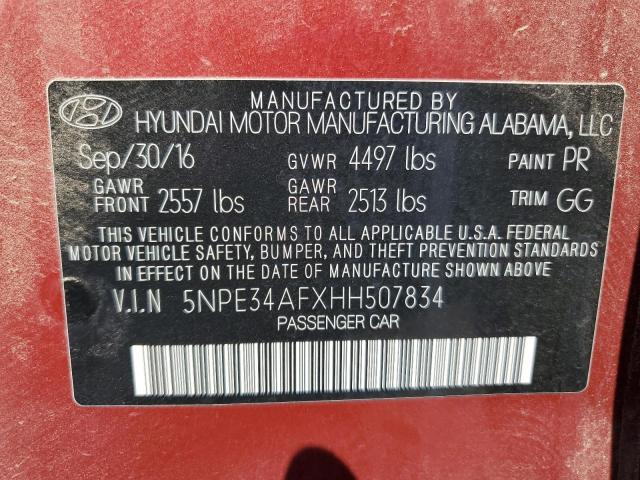 2017 HYUNDAI SONATA SPO 5NPE34AFXHH507834