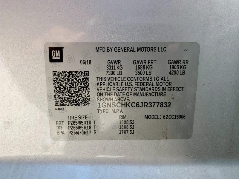 2018 CHEVROLET SUBURBAN C 1GNSCHKC6JR377832