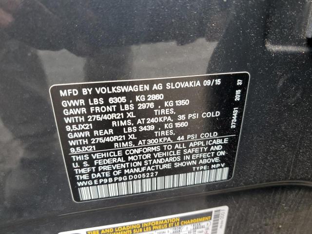 2016 VOLKSWAGEN TOUAREG TD WVGEP9BP9GD005227