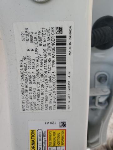 2022 HONDA CIVIC TOUR 2HGFE1F93NH306315