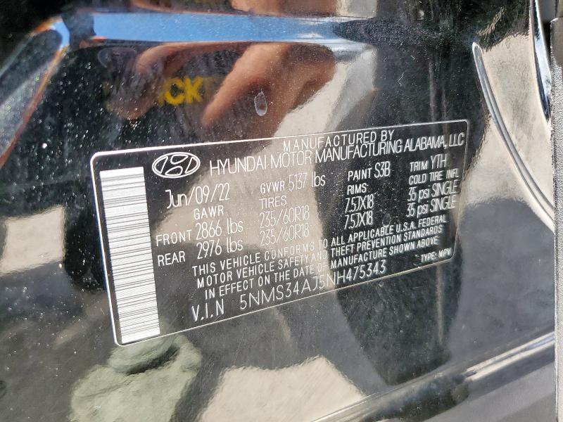 2022 HYUNDAI SANTA FE S 5NMS34AJ5NH475343