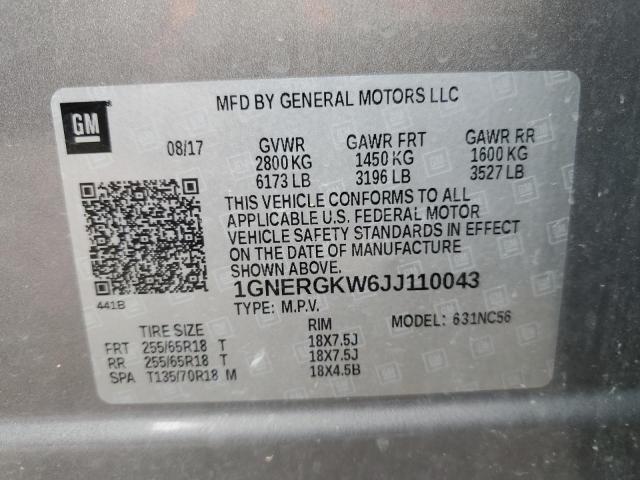 2018 CHEVROLET TRAVERSE L - 1GNERGKW6JJ110043
