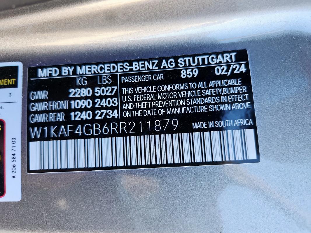 2024 MERCEDES-BENZ C 300 W1KAF4GB6RR211879