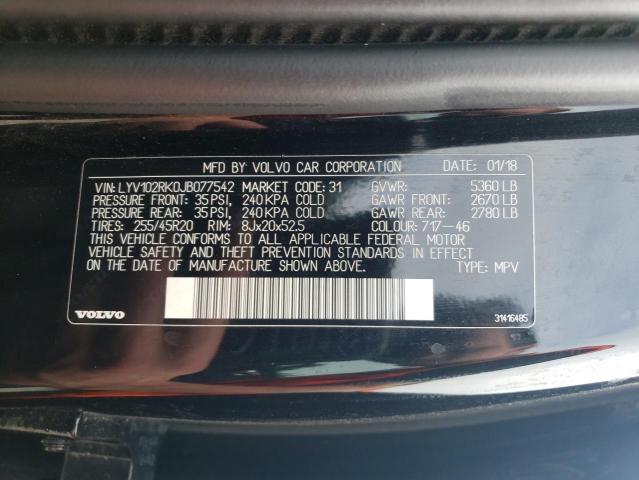 2018 VOLVO XC60 T5 LYV102RK0JB077542
