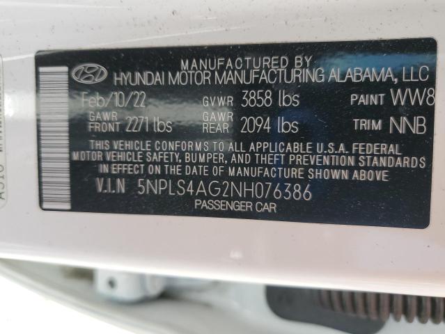 2022 HYUNDAI ELANTRA SEL 5NPLS4AG2NH076386