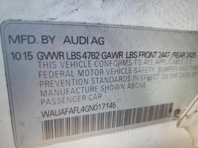 2016 AUDI A4 PREMIUM WAUAFAFL4GN017145
