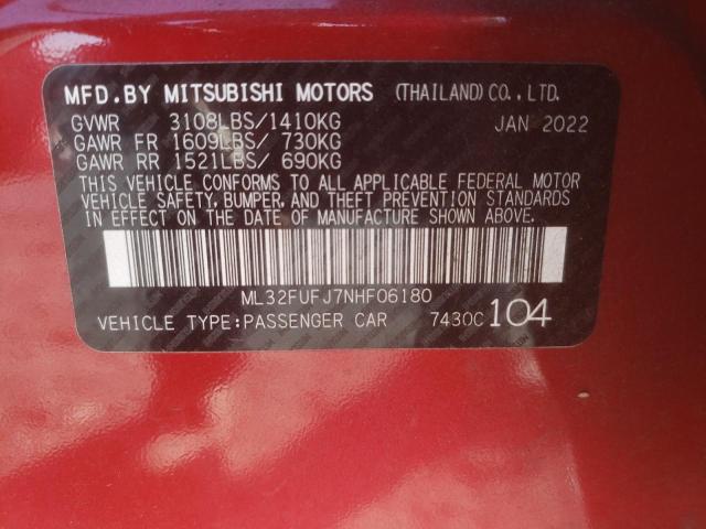 2022 MITSUBISHI MIRAGE G4 ML32FUFJ7NHF06180