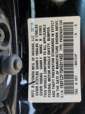 2017 HONDA CIVIC EX 19XFC2F75HE011452