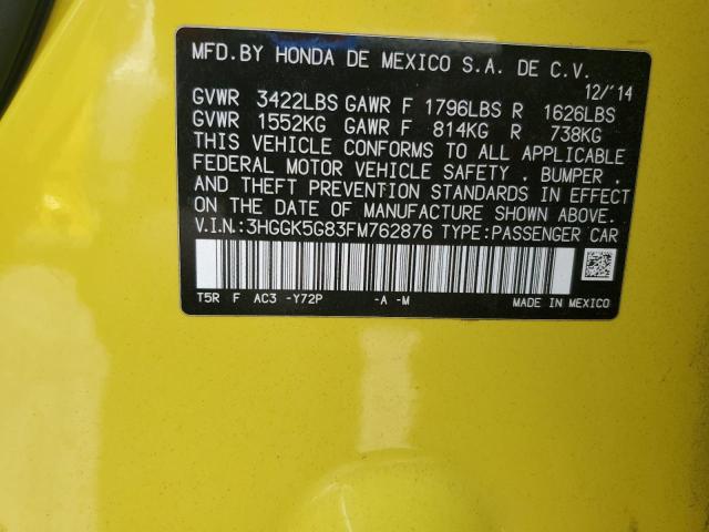 2015 HONDA FIT EX 3HGGK5G83FM762876