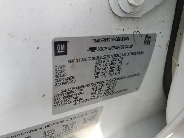 2021 CHEVROLET SILVERADO - 3GCPYBEK8MG273119