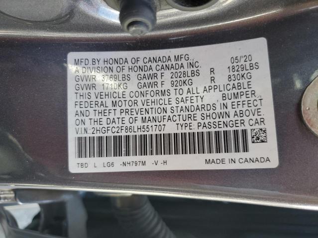 2020 HONDA CIVIC SPOR - 2HGFC2F86LH551707
