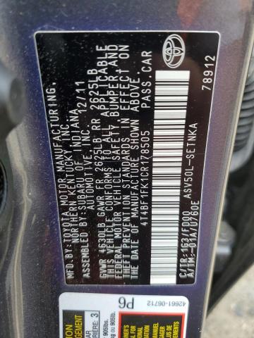 2012 TOYOTA CAMRY BASE - 4T4BF1FK1CR178505