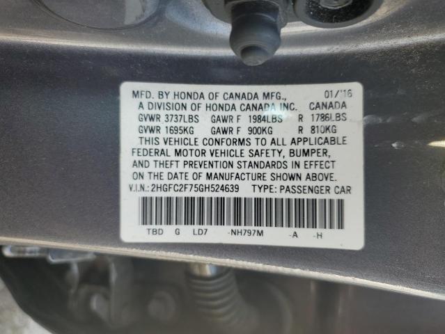 2016 HONDA CIVIC EX 2HGFC2F75GH524639