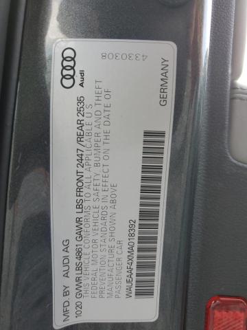 2021 AUDI A4 PREMIUM WAUEAAF4XMA018392