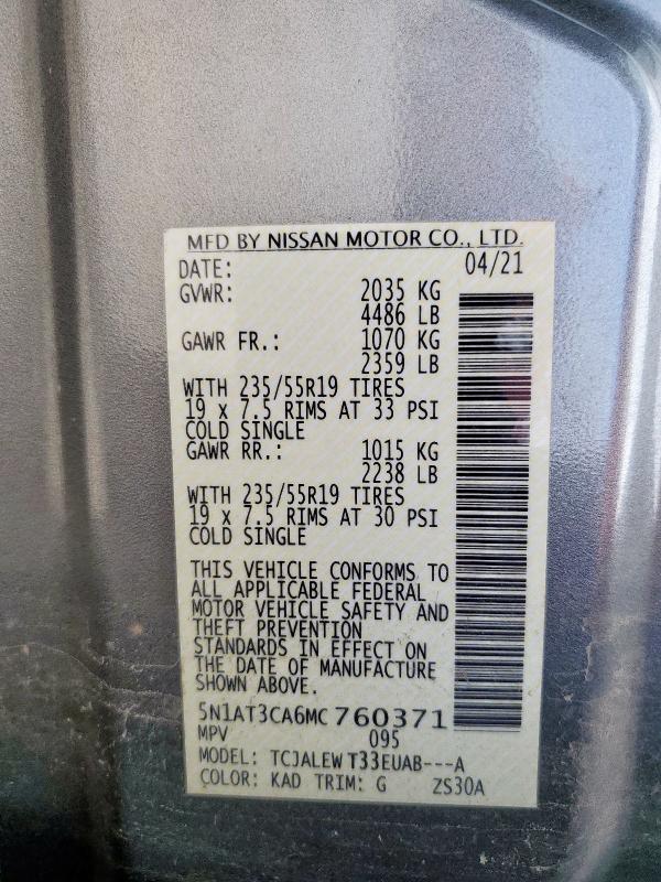 2021 NISSAN ROGUE SL 5N1AT3CA6MC760371