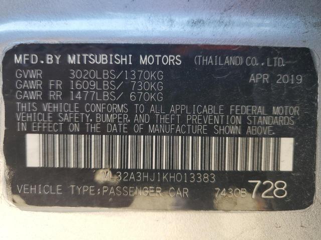 2019 MITSUBISHI MIRAGE ES #3284769520