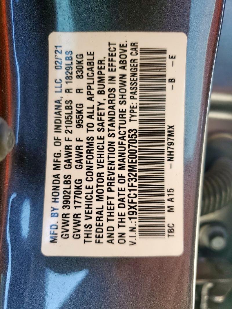 2021 HONDA CIVIC EX 19XFC1F32ME007053