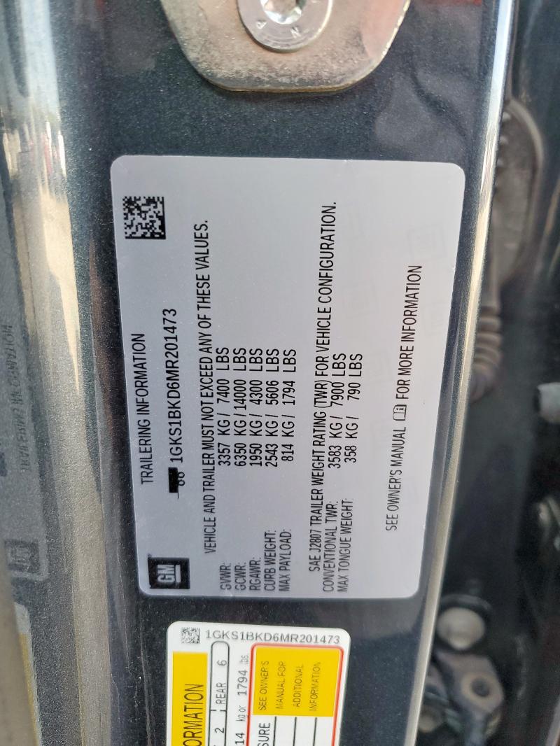 2021 GMC YUKON SLT 1GKS1BKD6MR201473