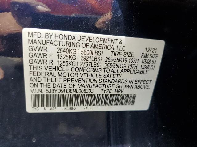 2022 ACURA MDX 5J8YD9H38NL008333