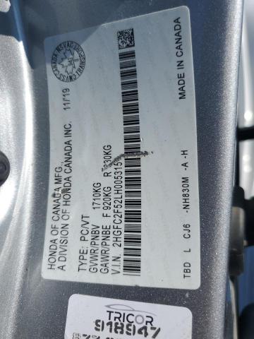 2020 HONDA CIVIC LX 2HGFC2F52LH005315