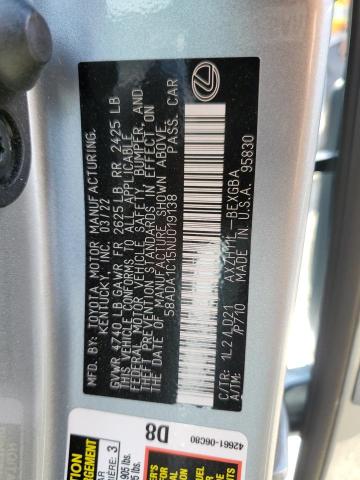2022 LEXUS ES 300H BA 58ADA1C15NU019138