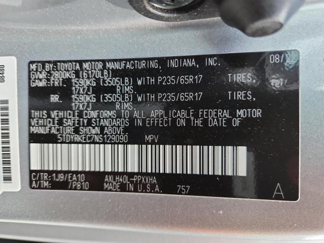 2022 TOYOTA SIENNA XLE 5TDYRKEC7NS129090