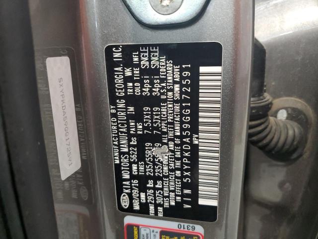 2016 KIA SORENTO SX 5XYPKDA59GG172591