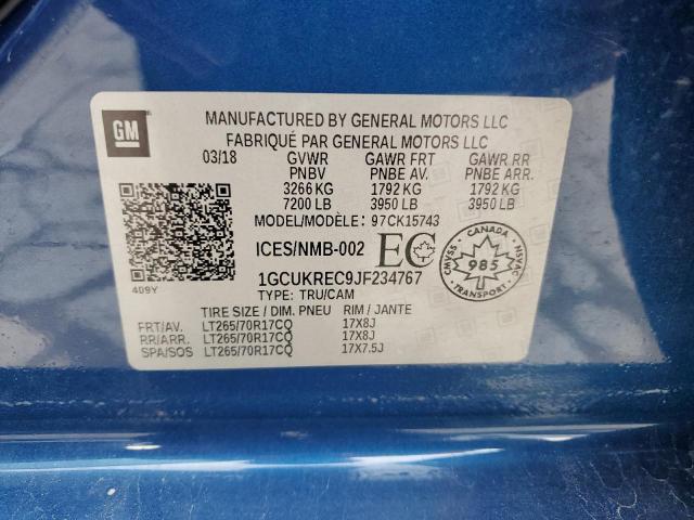 2018 CHEVROLET SILVERADO - 1GCUKREC9JF234767