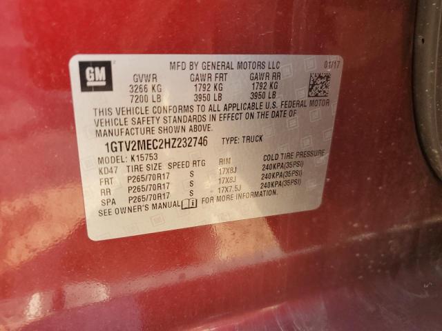 2017 GMC SIERRA K1500 SLE 1GTV2MEC2HZ232746