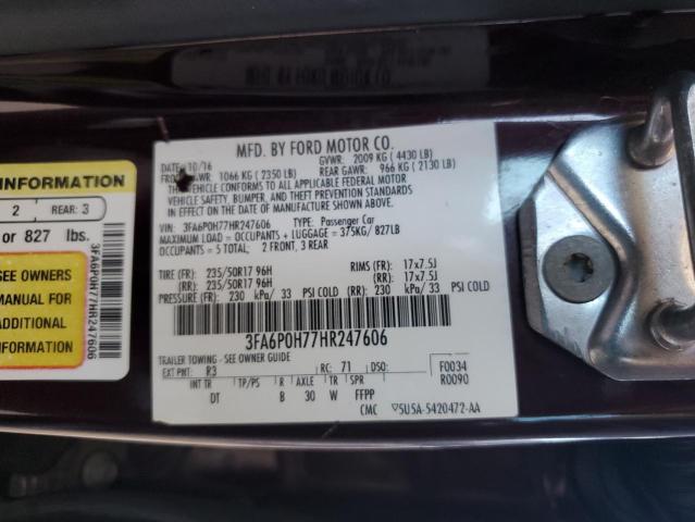 2017 FORD FUSION SE - 3FA6P0H77HR247606
