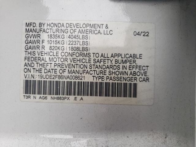 2022 ACURA ILX PREMIU 19UDE2F86NA008621