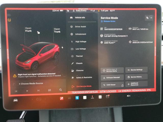 2025 TESLA MODEL Y 7SAYGDEE2SF281526