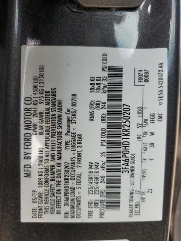 2019 FORD FUSION SE 3FA6P0HD1KR250207