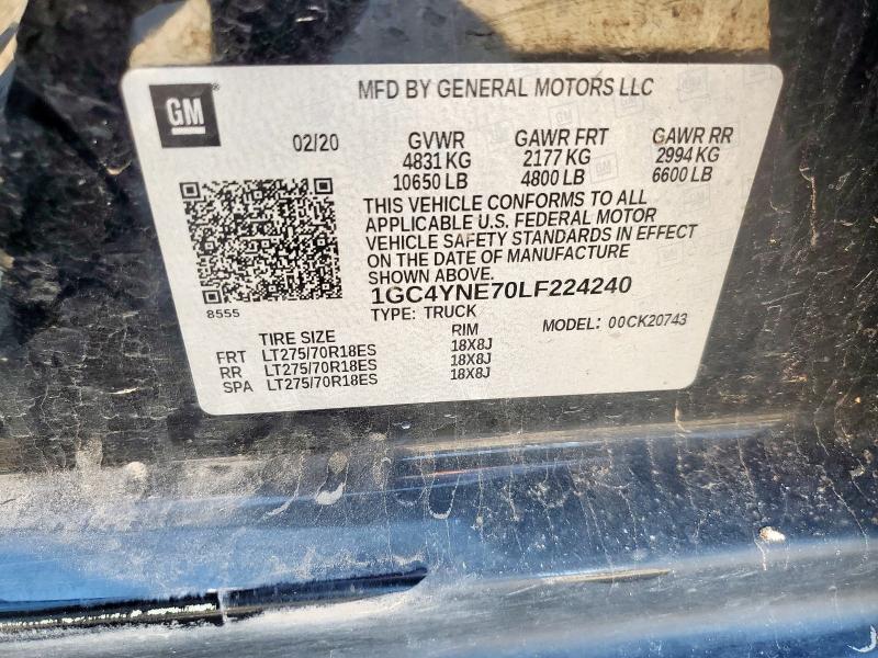 2020 CHEVROLET SILVERADO - 1GC4YNE70LF224240