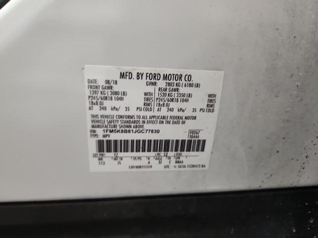 2018 FORD EXPLORER 1FM5K8B81JGC77830