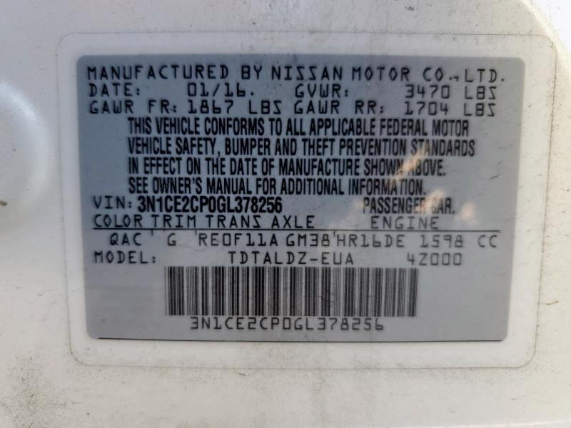 2016 NISSAN VERSA NOTE S 3N1CE2CP0GL378256