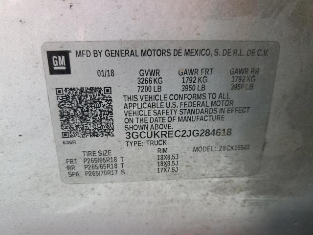 2018 CHEVROLET SILVERADO K1500 LT 3GCUKREC2JG284618