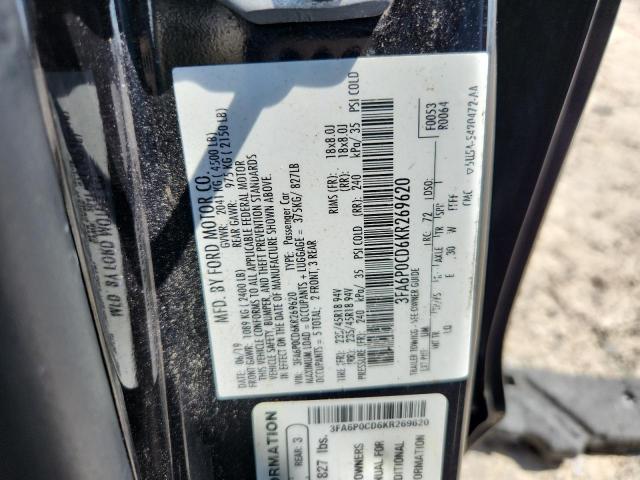 2019 FORD FUSION SEL 3FA6P0CD6KR269620