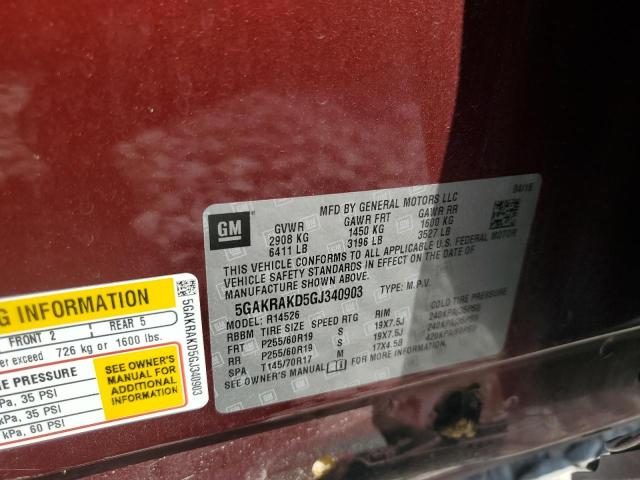 2016 BUICK ENCLAVE 5GAKRAKD5GJ340903