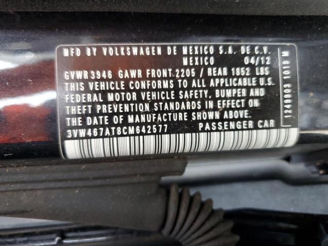 2012 VOLKSWAGEN BEETLE TUR - 3VW467AT8CM642577