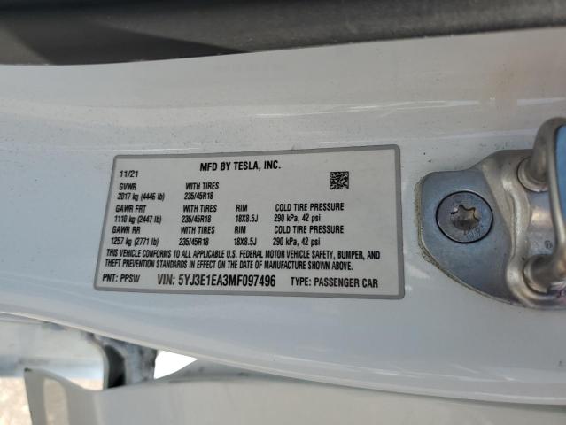 2021 TESLA MODEL 3 5YJ3E1EA3MF097496