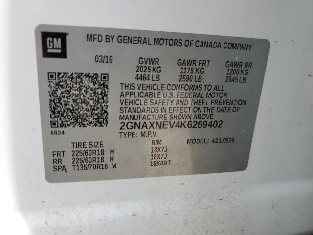 2019 CHEVROLET EQUINOX PR 2GNAXNEV4K6259402