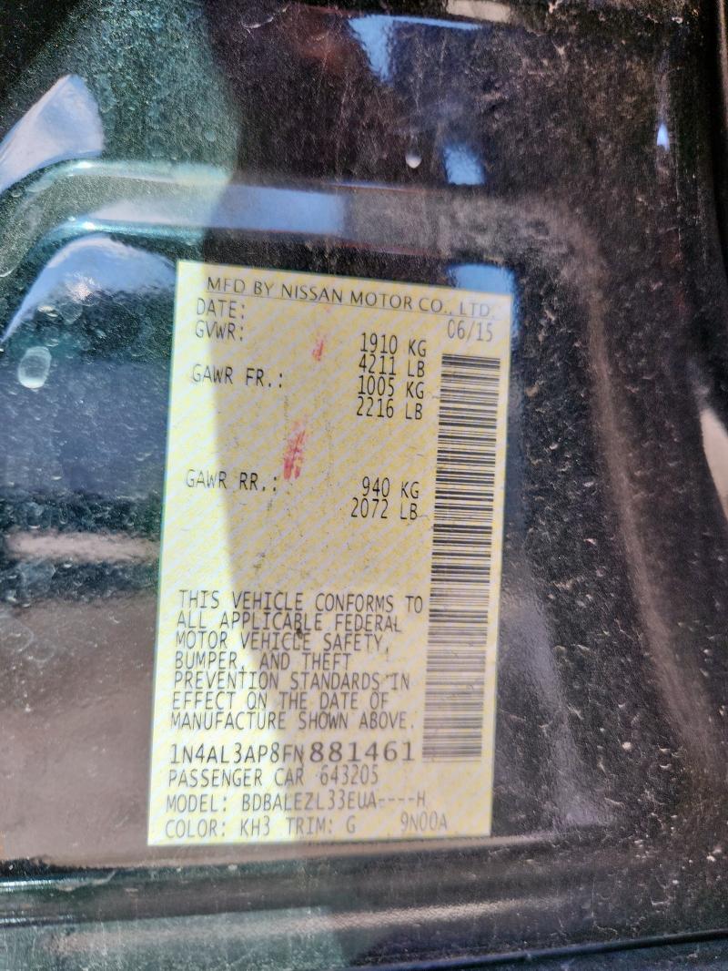 2015 NISSAN ALTIMA 2.5 1N4AL3AP8FN881461
