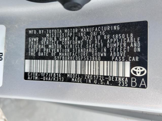 2016 TOYOTA COROLLA L - 5YFBURHE0GP563860