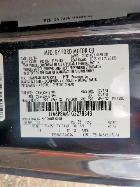 2016 FORD MUSTANG 1FA6P8AM1G5278348
