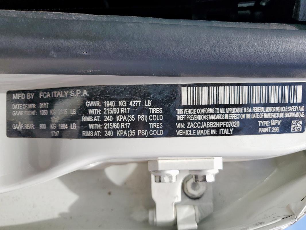 2017 JEEP RENEGADE L - ZACCJABB2HPF07020