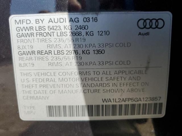 2016 AUDI Q5 PREMIUM PLUS WA1L2AFP5GA123857
